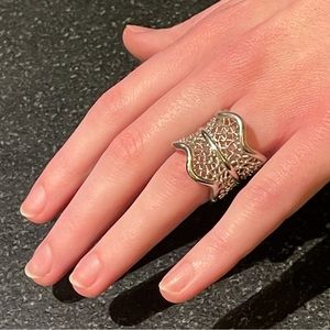 3D stainless steel mesh wavy wide cigar band One Of A Kind Artisan Made sz 6.5-7